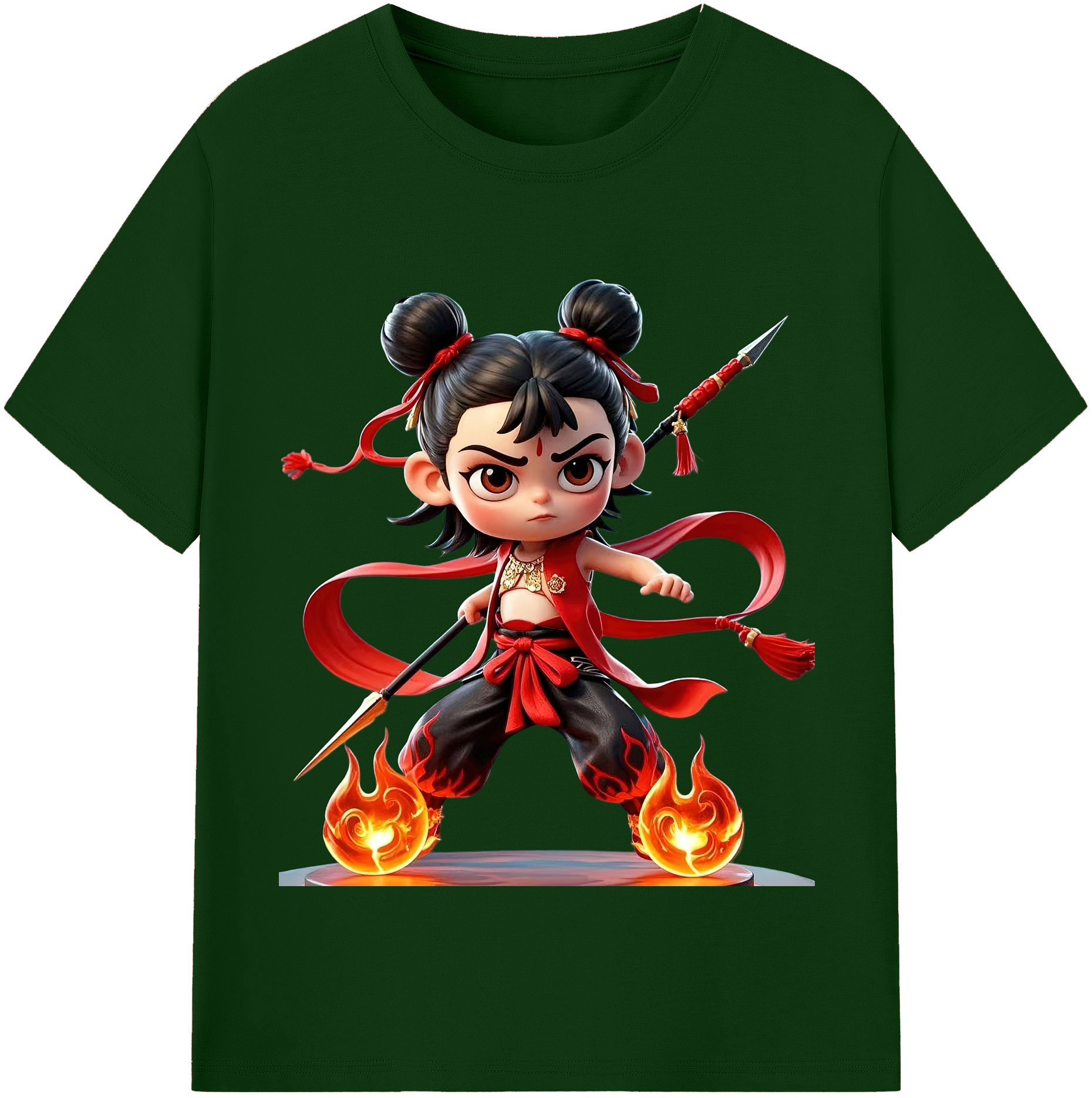 （画像用） Ne Zha 2 ナタ 魔童の大暴れ 綿100％半袖Tシャツ（フロントプリント）